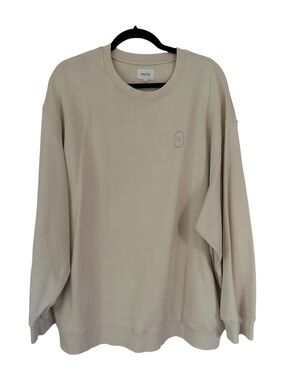 MATE the Label Oversized Organic Cotton Crewneck Sweatshirt in Beige